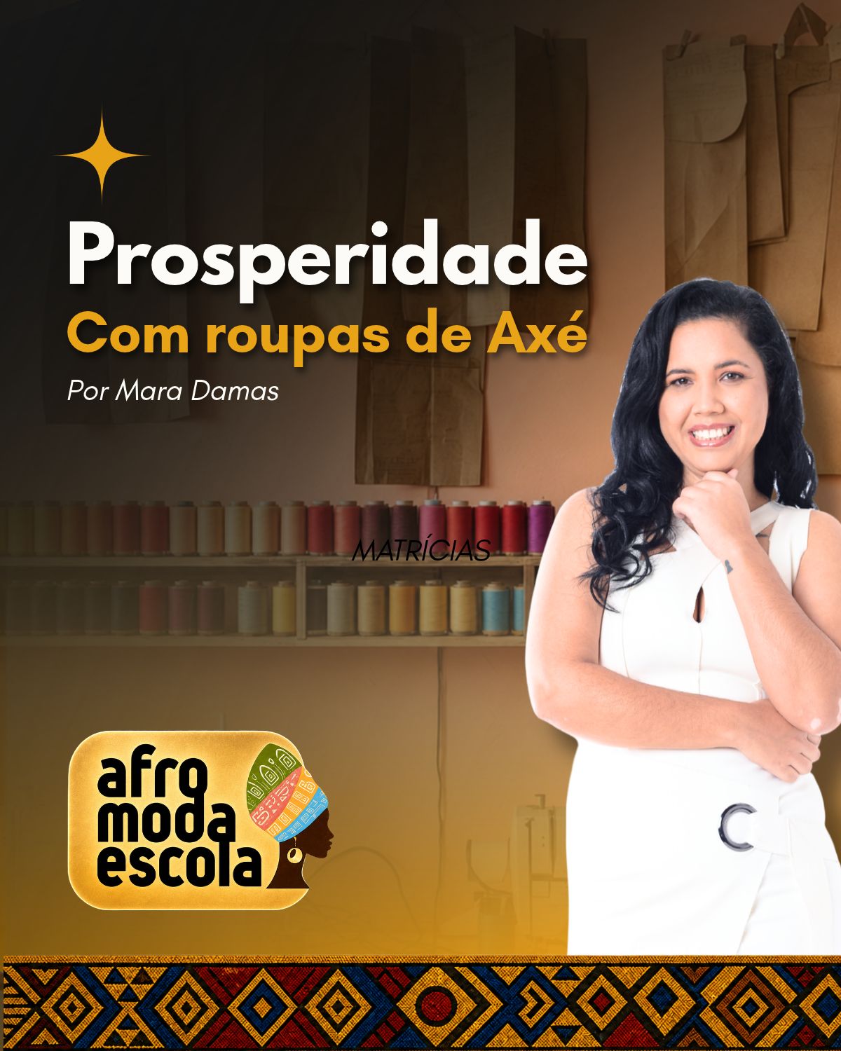 Mara Damas costurando roupa de axé