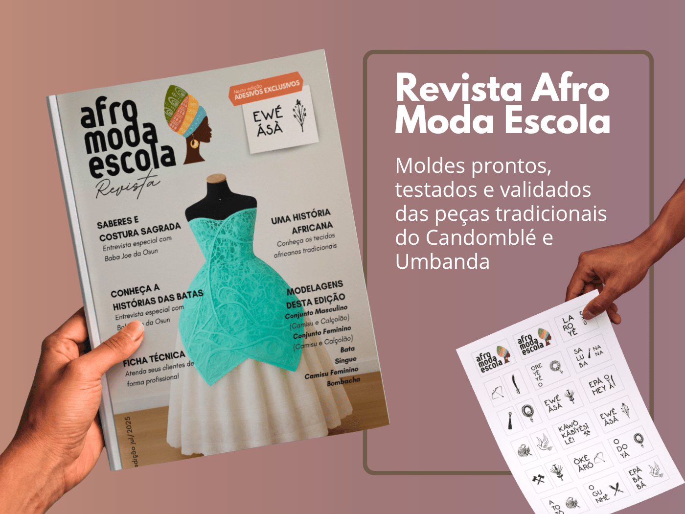 Revista Afro Moda Escola com moldes em modelo ninho
